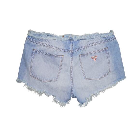 Vintage GUESS Light Wash Distressed High-Rise Denim Shorts 27 - Picture 8 of 8